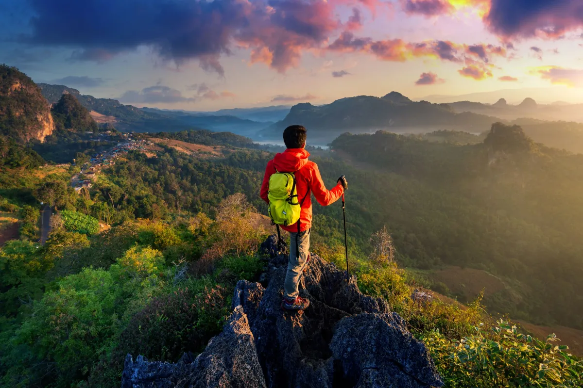 Adventure tourism, hiking, and sea of fog views at Kew Mae Pan in Chiang Mai Province