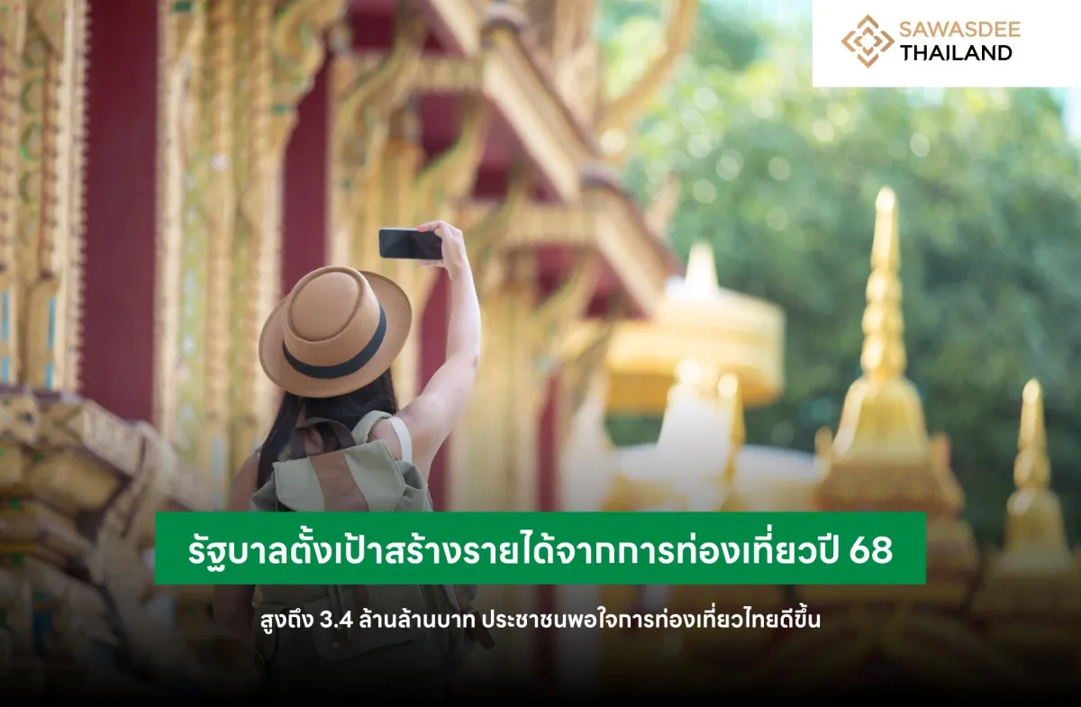 รัฐบาลตั้งเป้าสร้างรายได้จากการท่องเที่ยวปี 68 สูงถึง 3.4 ล้านล้านบาท ประชาชนพอใจการท่องเที่ยวไทยดีขึ้น