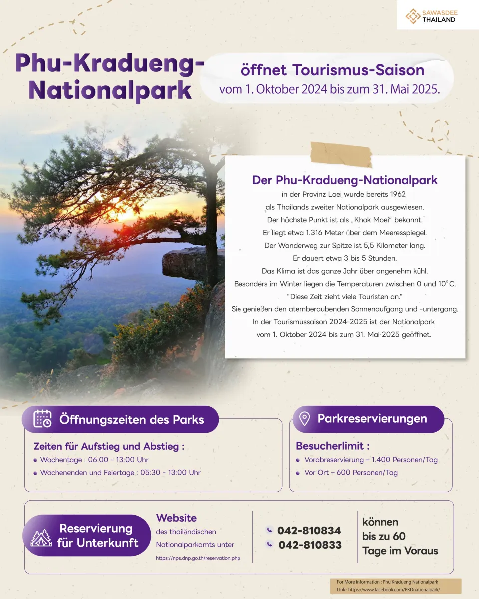 Phu-Kradueng-Nationalpark öffnet Tourismus-Saison vom 1. Oktober 2024 bis zum 31. Mai 2025.