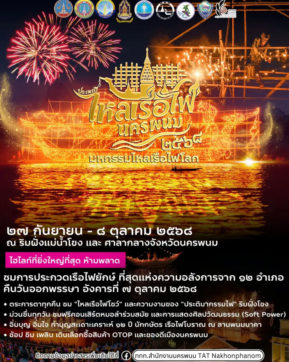 Nakhon Phanom Lai Reur Fai Festival 2025 – The World Illuminated Boat Festival