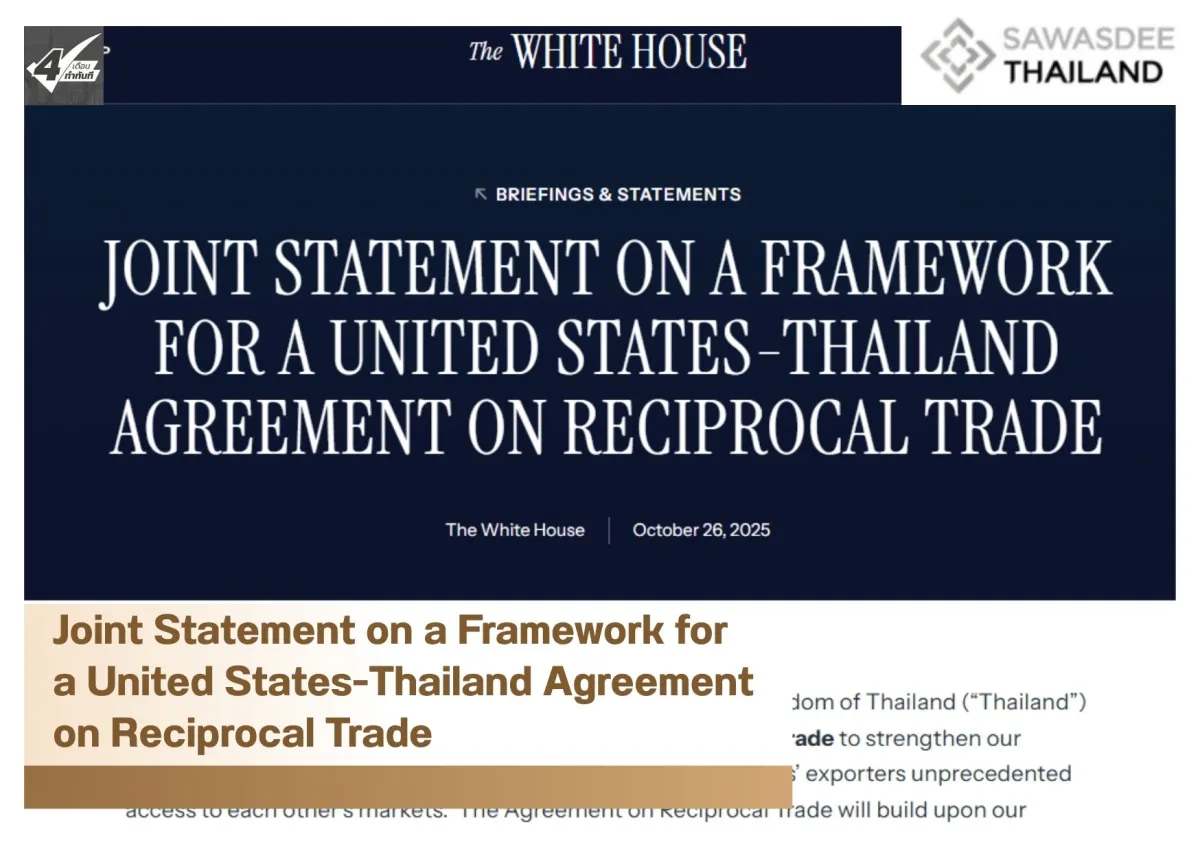 Joint Statement on a Framework for a United States-Thailand Agreement on Reciprocal Trade