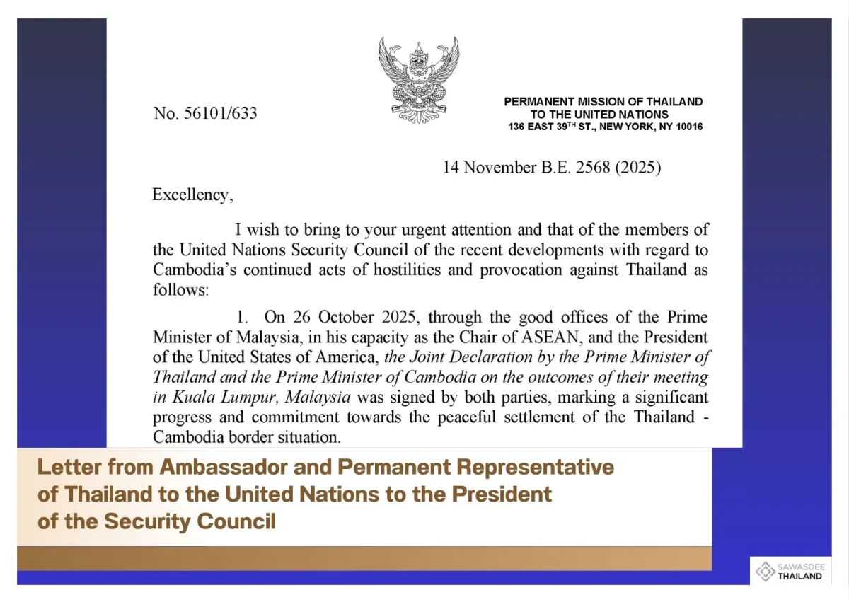 Letter from Ambassador and Permanent Representative of Thailand to the United Nations to the President of the Security Council