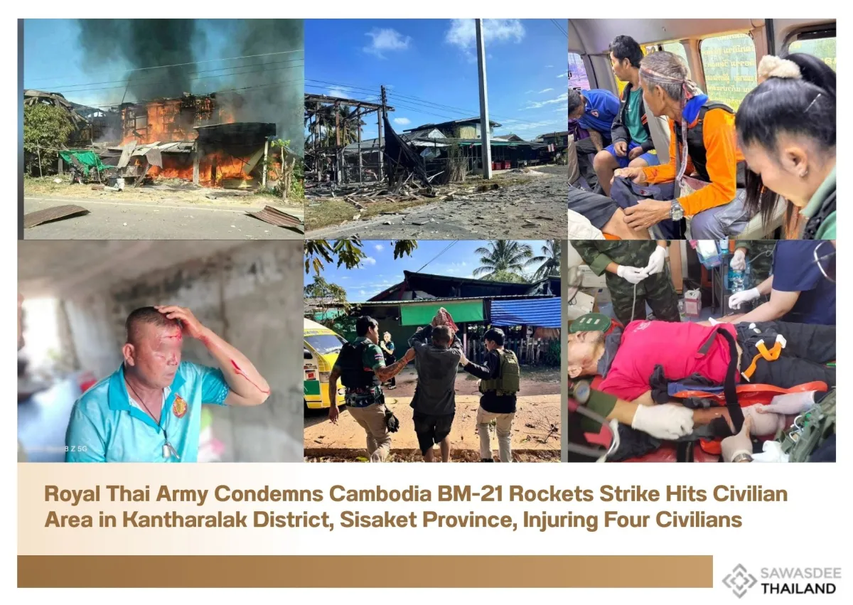 Royal Thai Army Condemns Cambodia BM-21 Rockets Strike Hits Civilian Area in Kantharalak District, Sisaket Province, Injuring Four Civilians