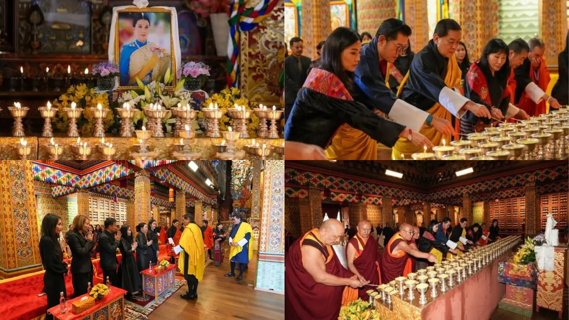 King and Queen of Bhutan Offers prayers and One Thousand Butter Lamps for HRH Princess Bajrakitiyabha