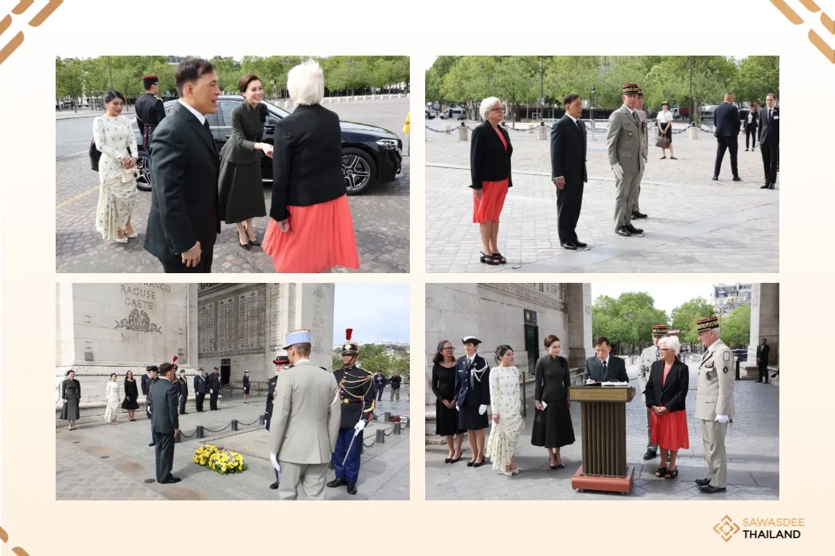 Thai King, Queen, and Princess Sirivannavari Visit Arc de Triomphe