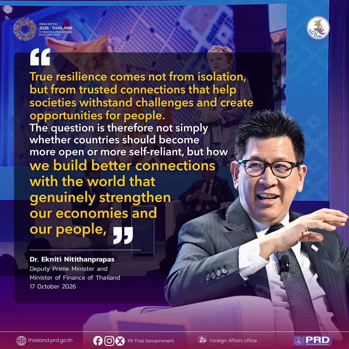 Thailand Makes History Hosting 2026 IMF-WBG Meetings, Releases "Bangkok Dialogue Notes" to Champion "Trusted Connector" Role